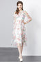 Runway Fashion Mesh Floral Ruffle Trim Terrific Gorgeous Cocktail, Party, Wedding Guest Renaissance Dress